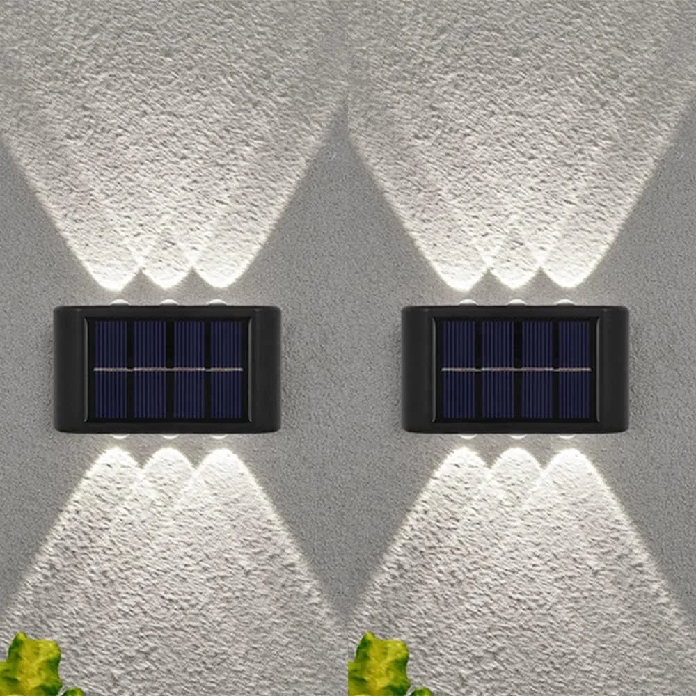 Solar Outdoor Waterproof led lamp Up And Down Luminous 6pcs led Wall Light