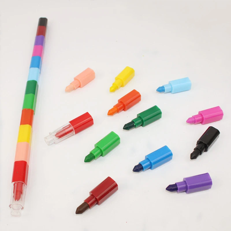 Baby Kids Mini Toys Non toxic Portable Plastic Holder Stacking Buildable Painting Crayon