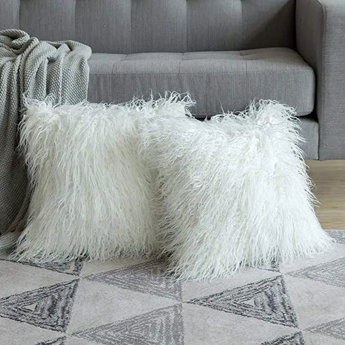 Decorative New Luxury Series Style Faux Fur Throw Pillow Case Cushion Cover for Sofa Bedroom Car