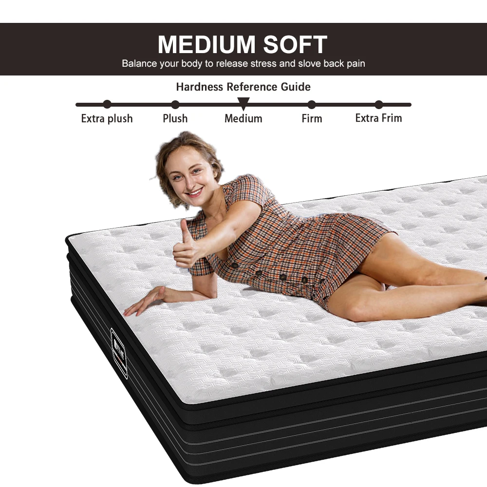 Pocket Spring High Density Gel Memory Foam Hotel Bed Mattress With Natural Latex Vacuum Pack In A Box