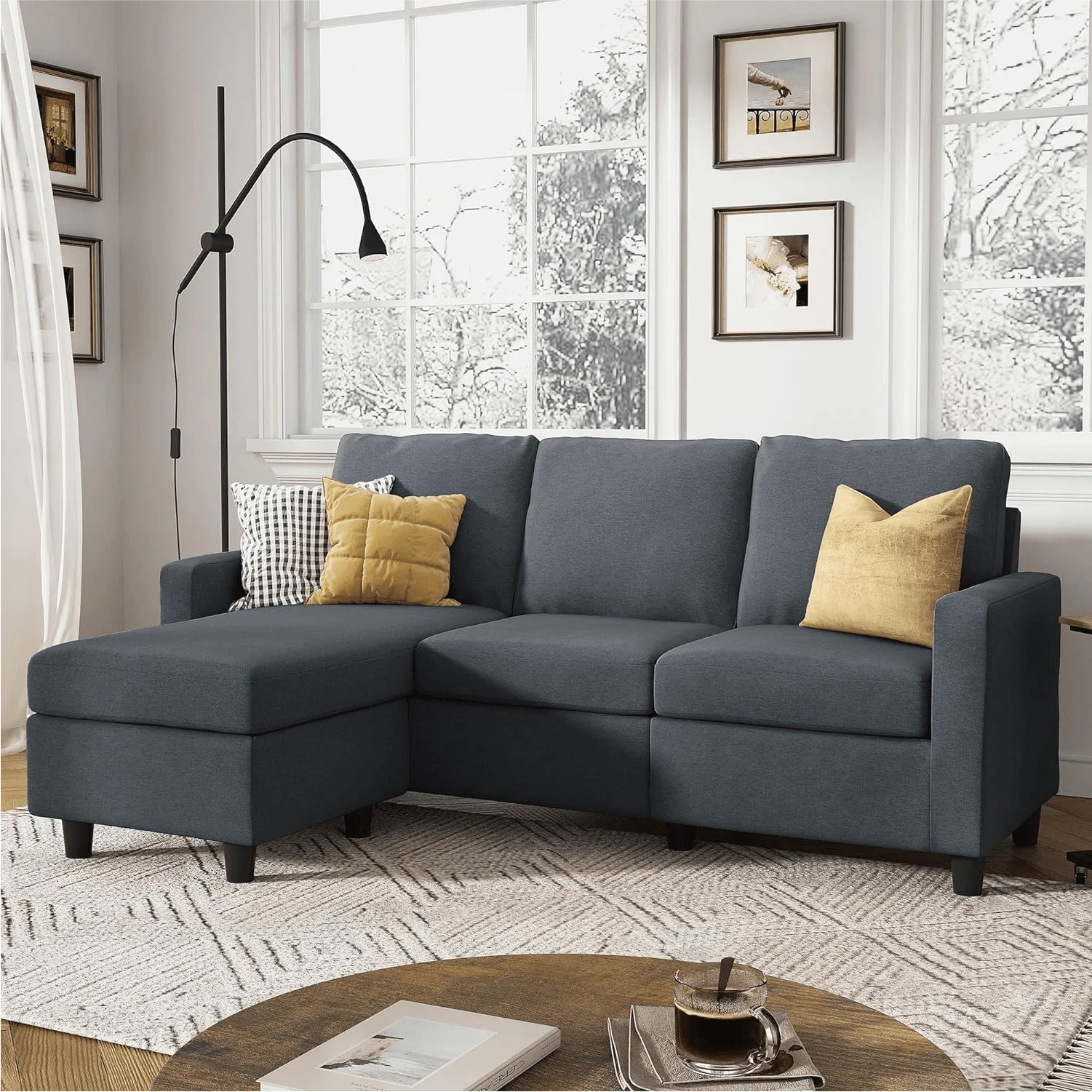 SANS Hot sales  Wayfair Convertible Sectional Sofa L Shaped Couch with Reversible Chaise for Small Space