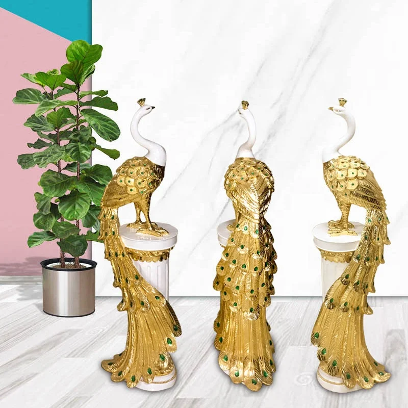Resin Animal Model Home Decoration Mascot Figurine Peacock Statue