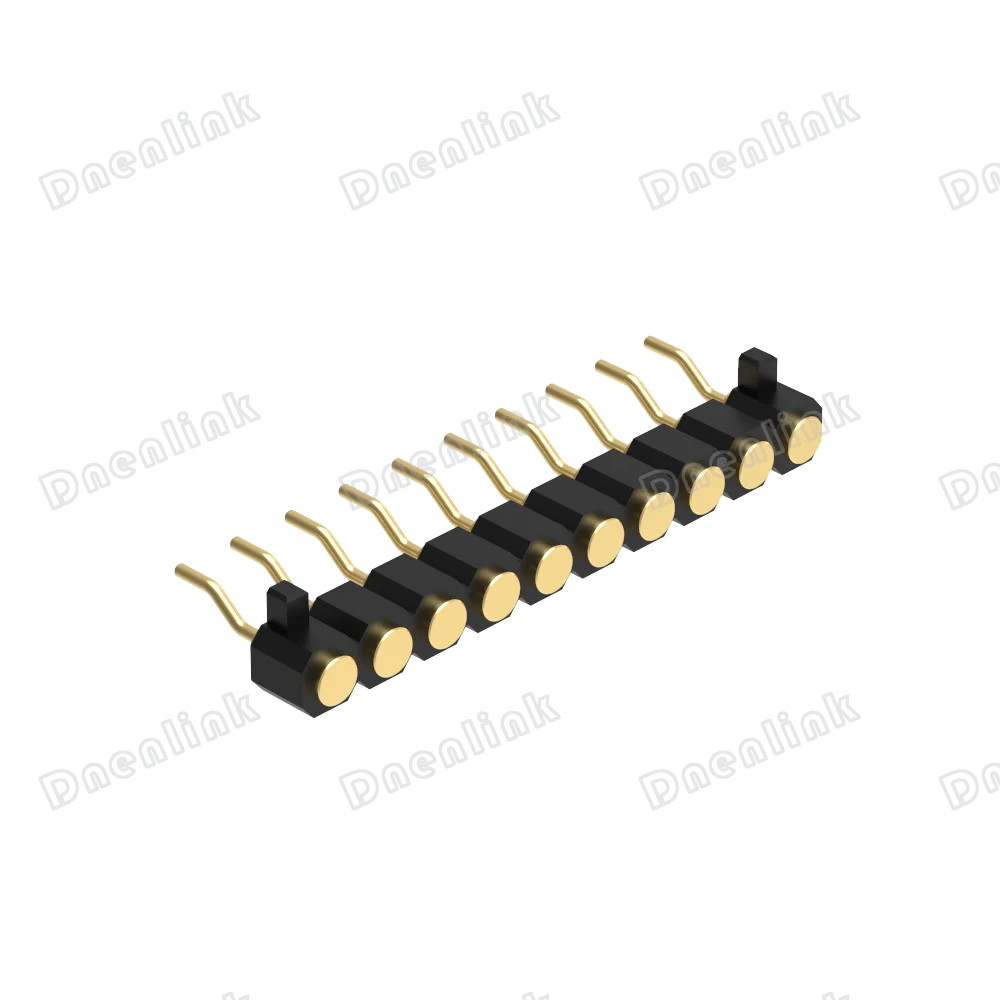 Dnenlink 2.54mm pitch Single Row H2.5mm Plane contact Right Angle Rowe male Header SMT type pogopin geader  With Peg