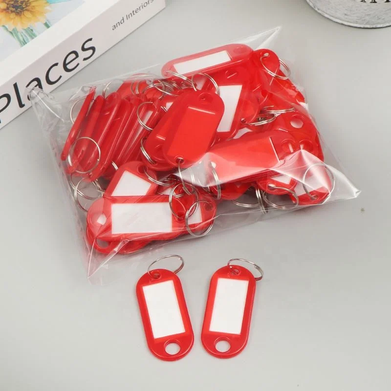 New Multicolor Plastic Key chain Luggage Id Label Hotel Name Cards Tags With Split Ring For Baggage Key Chains Key Rings