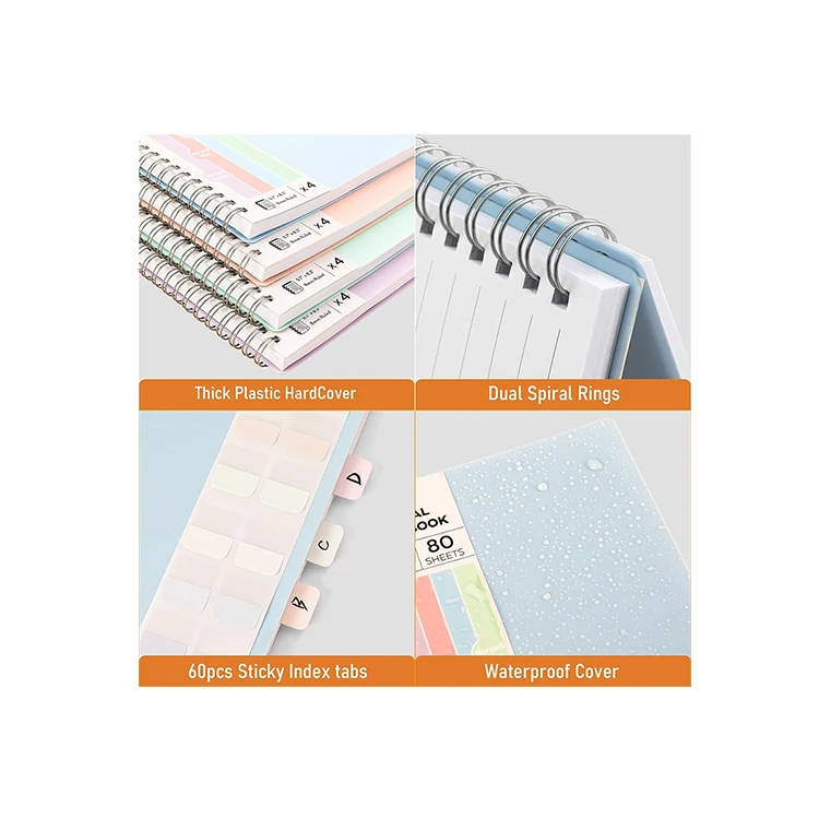 Free sample manufacturer custom PP cover Spiral Notebook lined inner paper Notebook bible Journal Notebook for planner