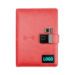 Smart diary notebook with fingerprint lock wireless charger power bank diary pen drive smart power bank notebook
