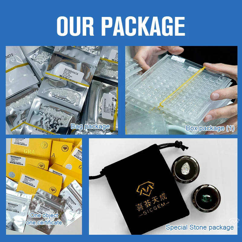 SICGEM Jewelry White D Color Moissanite Stone Asscher Cut VVS Purity Grade Synthetic Diamond 2ct Loose Gemstone