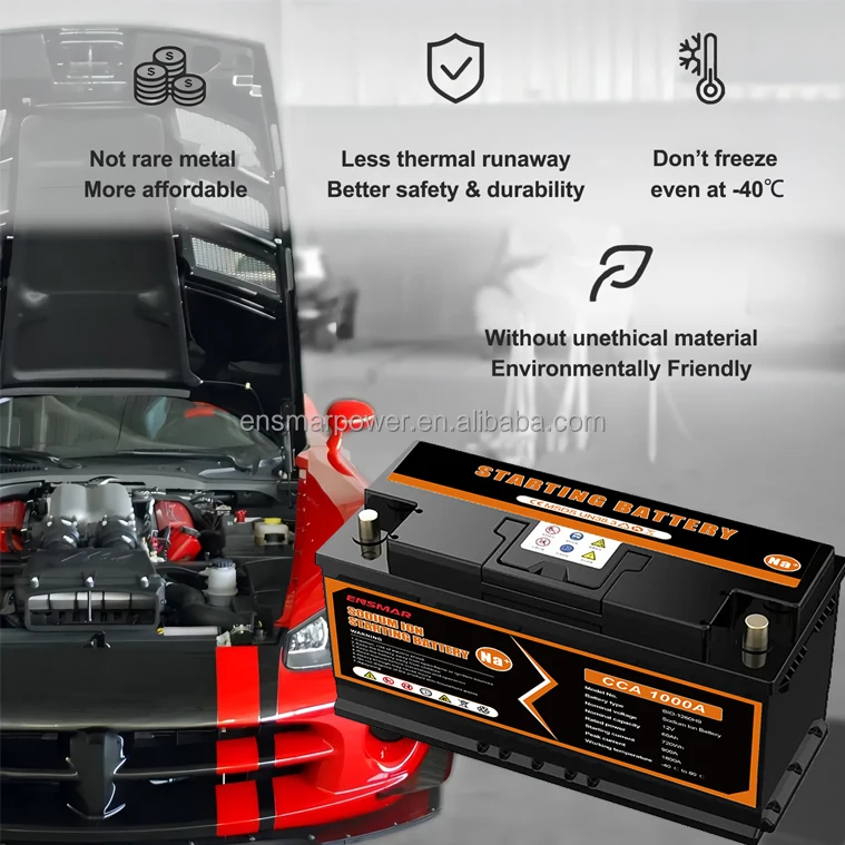 ensmar Sodium ion car battery maintenance free auto accumulator 12V starter 11 plet 520cca new wholesale