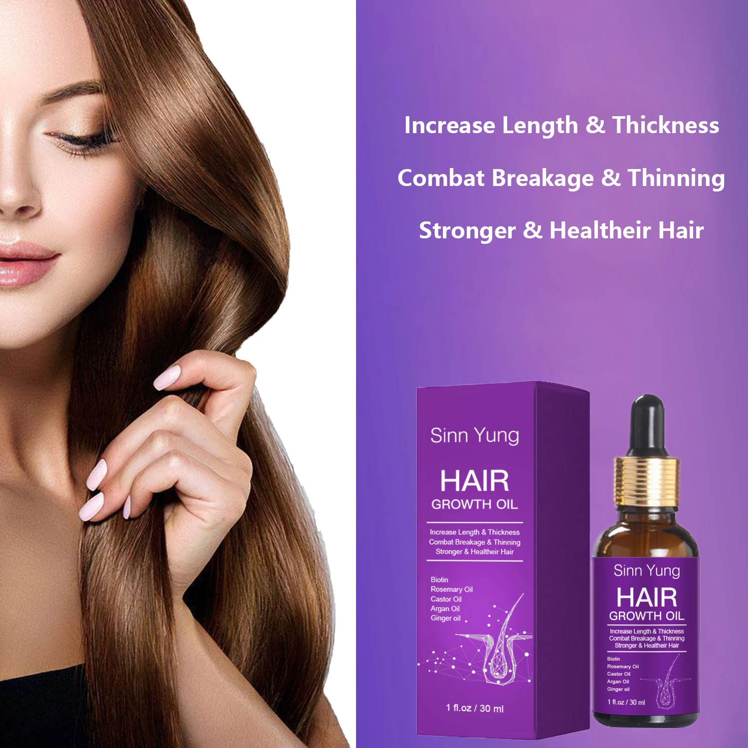 Private Label Indian Hair Regrowth Treatments Anti Hair Loss Organic Natural Castor Rosemary Serum Hair Growth Oil