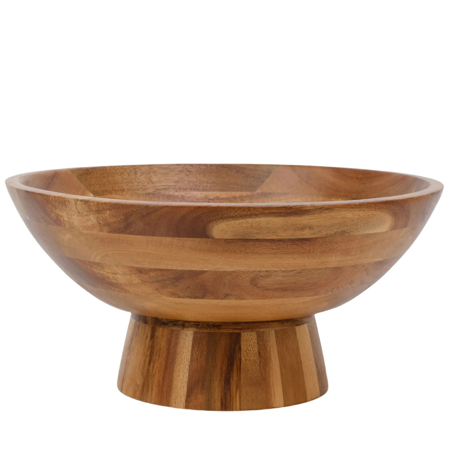 XH Large Wood bowl with foot, Elevated Wood Serve Bowl for snack fruit