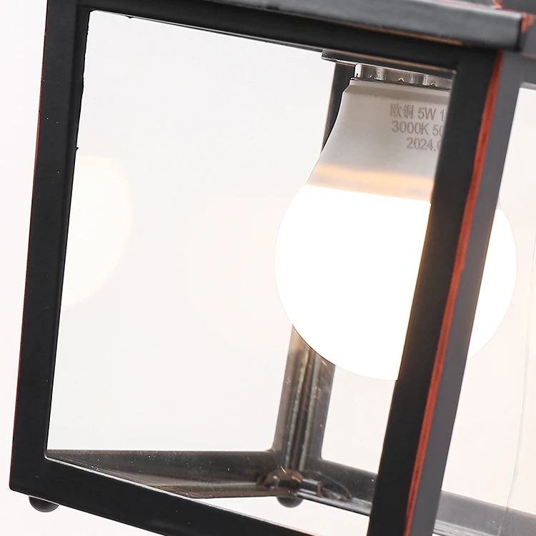 Waterproof Black Outdoor Garden Exterior Decorative Lights Metal Aluminum Simple Vintage Glass Wall Lamp