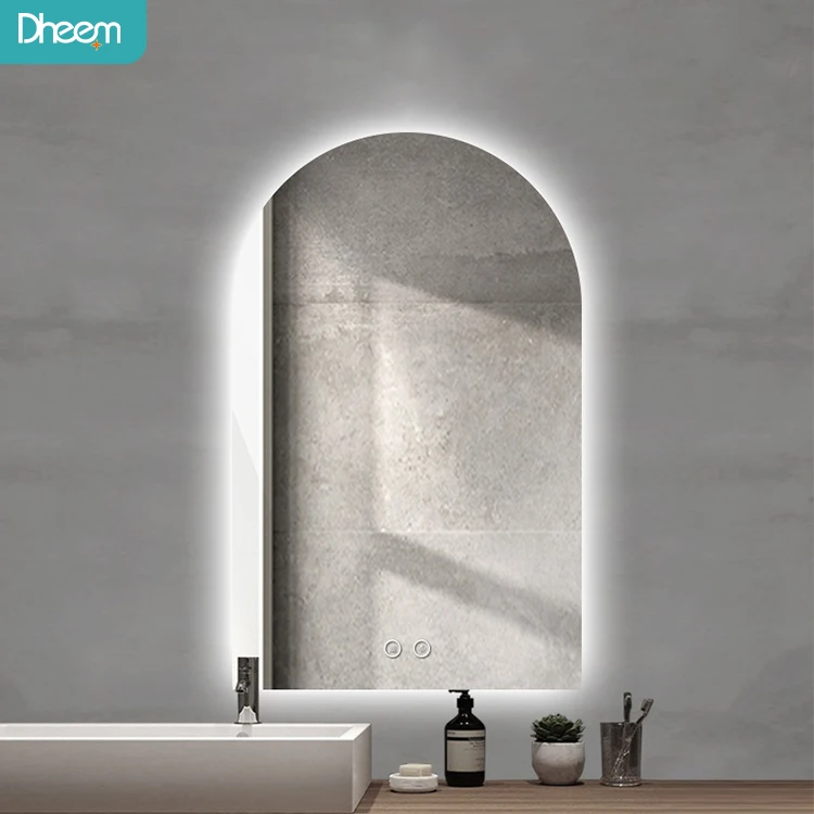 Modern Hotel Led Mirror Light Luxury Decorative Frameless Half Circle Led Backlit Bathroom Mirrors