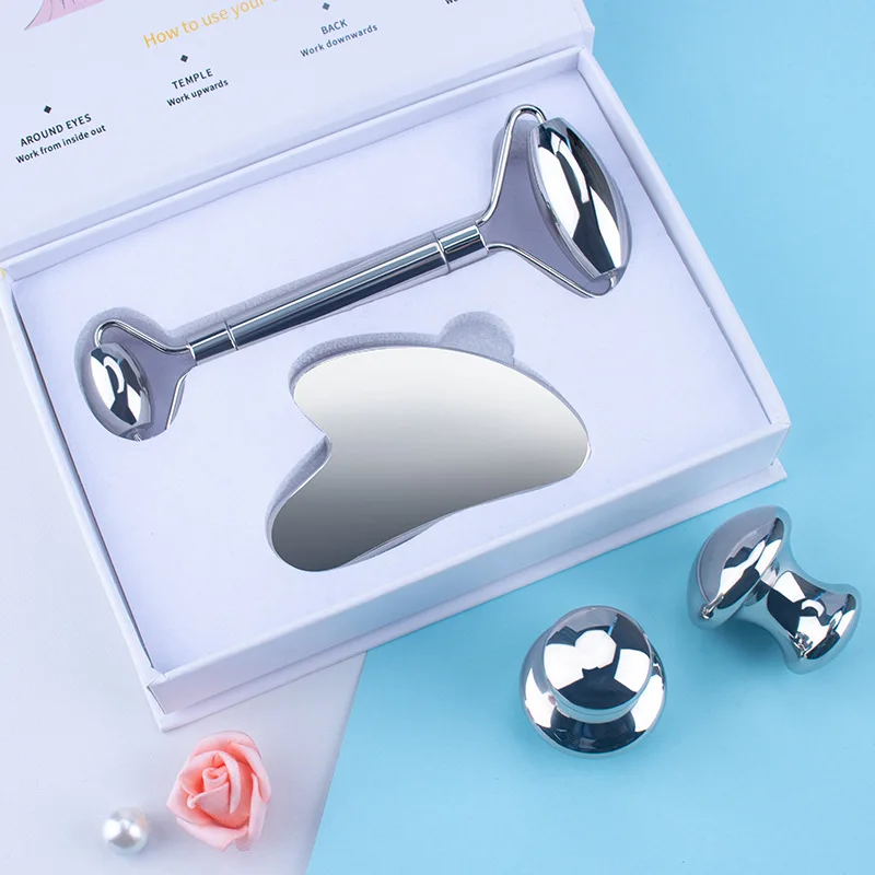 Factory supply natural Stainless steel guasha and face roller body guasha scraping massage tools