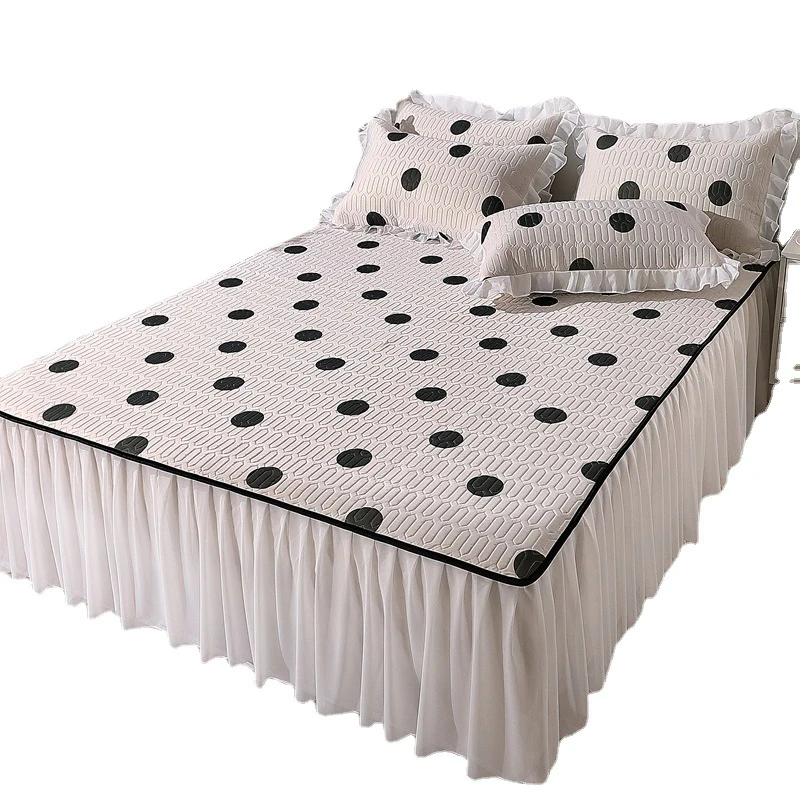Korean Latex Cool Bed Skirt for Student Mattress Bedroom Dorm Kids Room Skirt Bed Sheets