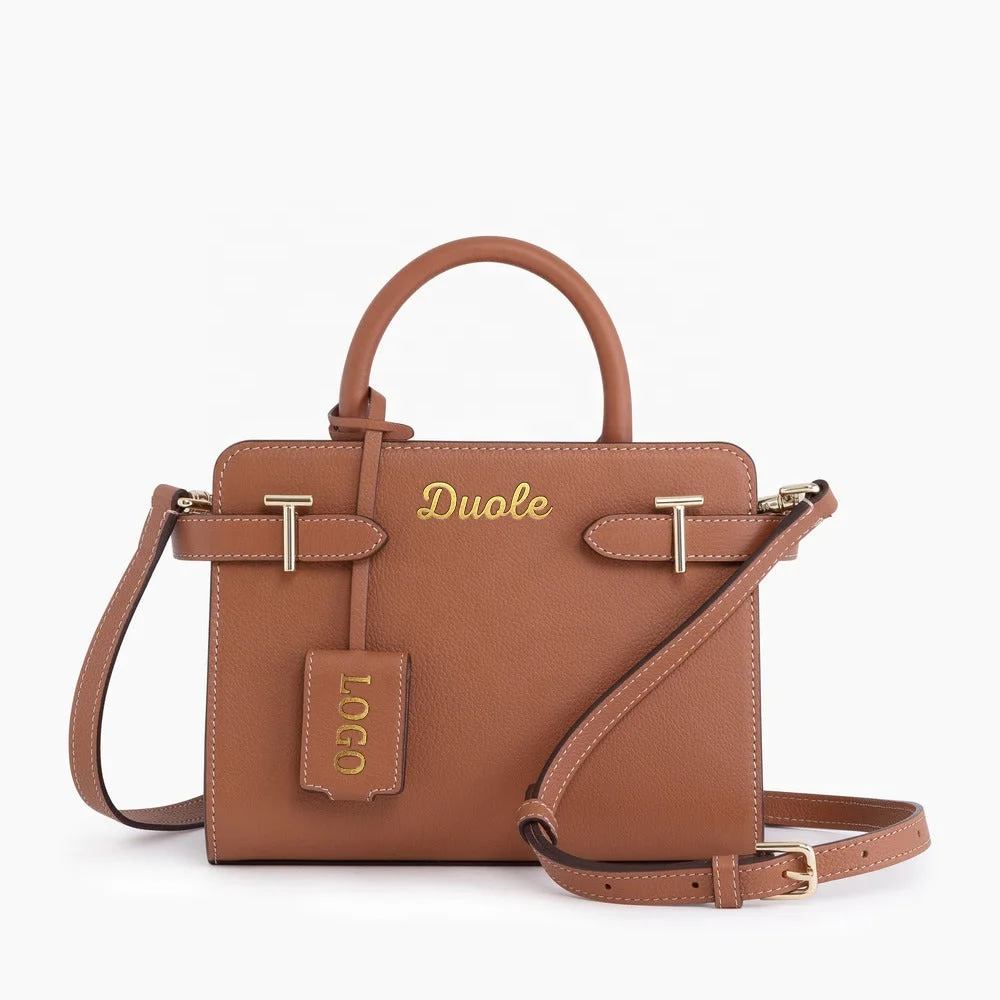 2024 High Quality Customize Handbags Women High End Italy Genuine Leather Tote Bag Plain Pocketbook Logo Luxury Ladies Handbag