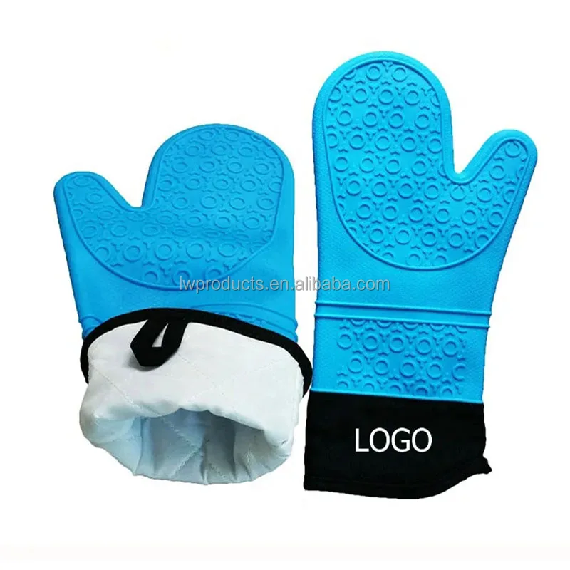 Термостойкие Нескользящие сверхдлинные кухонные стеганые держатели для выпечки рукавицы духовки силиконовые перчатки с хлопковой подкладкой