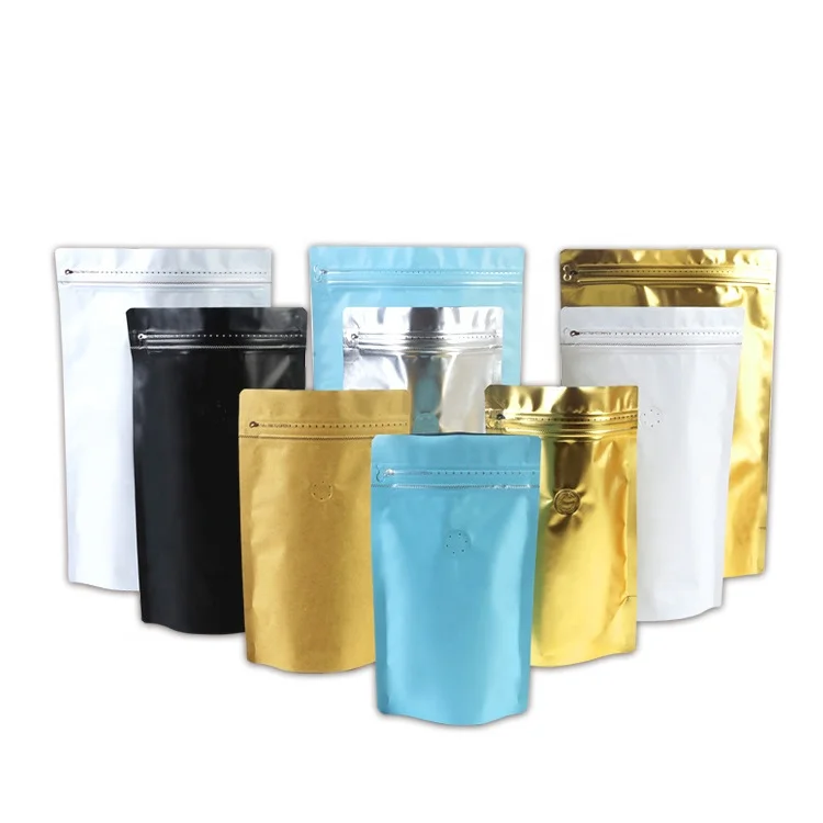 custom printed type style laminated material coffee packaging bag with one-way valve