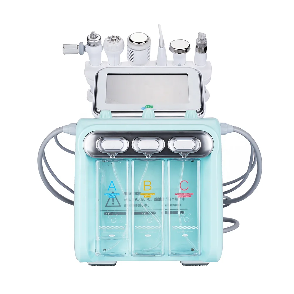 6 Handles Skin Care Machine Small Bubble Face Cleaning Peeling Water Facial Jet H2o2 Hydrogen