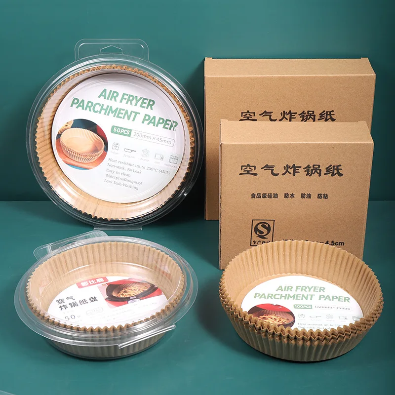 Food Grade Oil-proof Non-stick Baking Cooking Disposable Natural Parchment Paper Air Fryer Liners