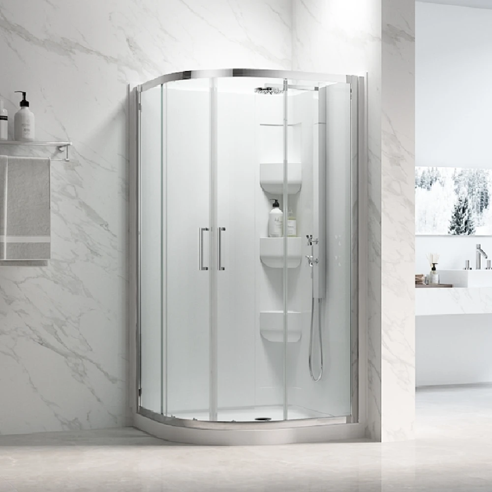 Frameless Sliding Shower Easy Clean Coating Tempered Glass Prefab Shower Room With Toilet