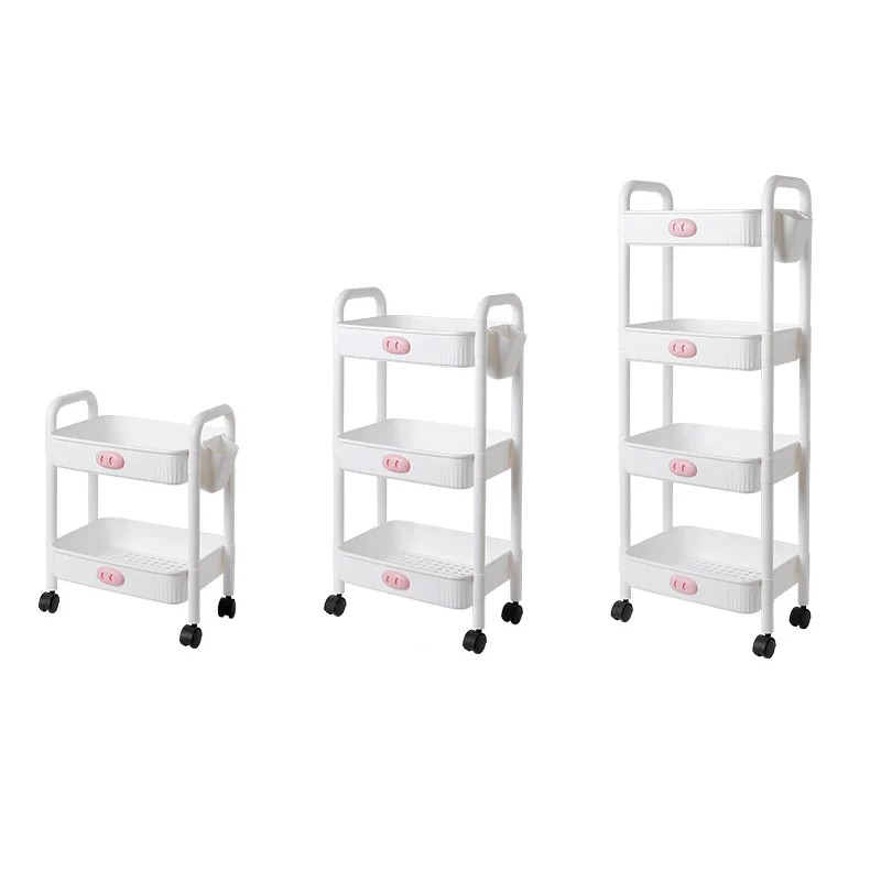 3 Tiers Kitchen Removable Plastic Storage Organizer Racks Home Book Snack Small Storage Trolley