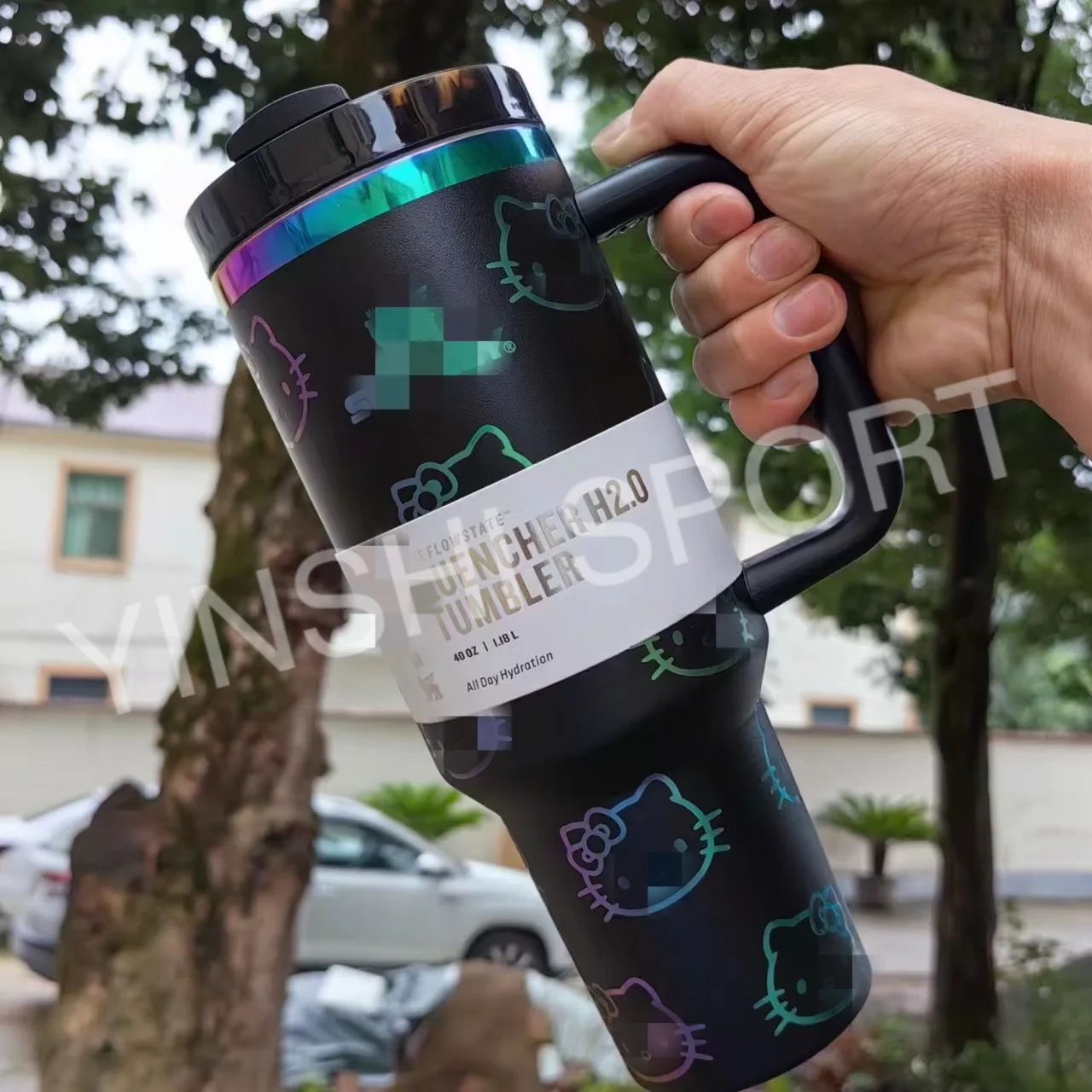 Настраиваемый мультяшный Kt 40oz Термокружка Из Нержавеющей Стали Изолированная бутылка для воды лазерной гравировки с ручкой соломы