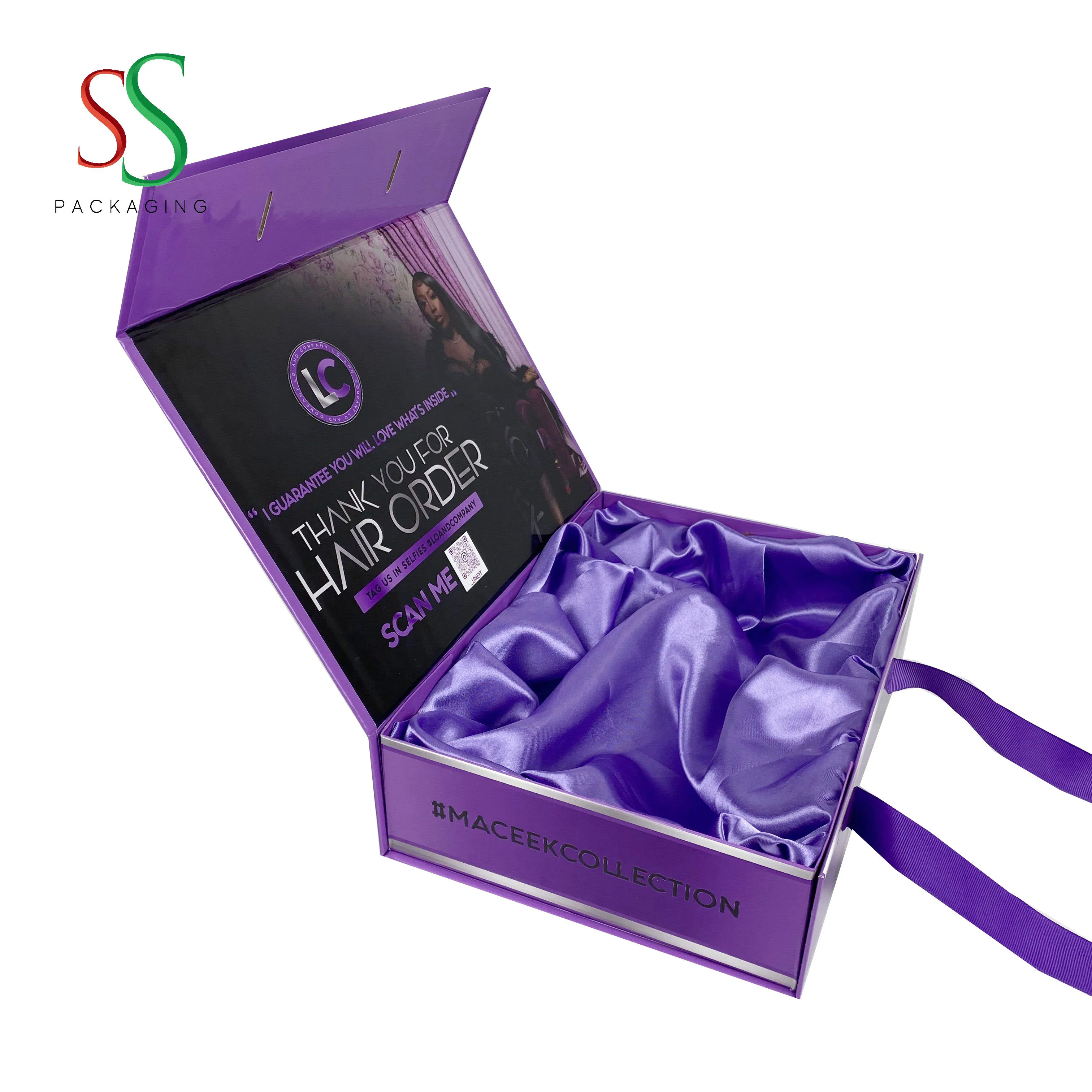 SS Hair Packaging Custom Luxury Hair Wig Extension wig Packaging Box Wig Storage Box
