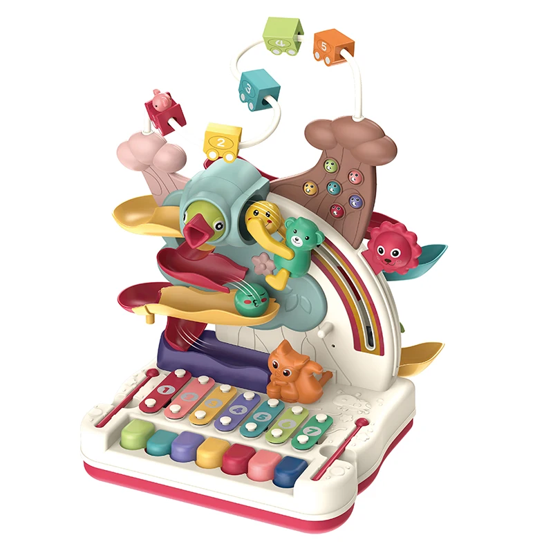 Wholesale Educational knock piano for Baby Cube stem early education baby toys with music pathway puzzle tumbler toy