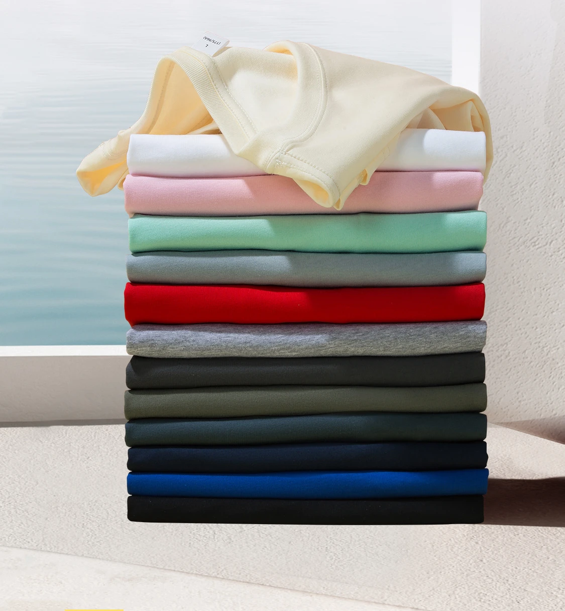 New elasticity man 100 cotton t shirt oversized crewneck sweatshirt blank drop shoulder tshirts