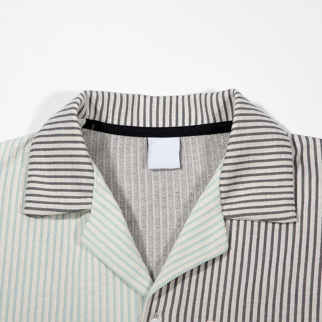 Mens Fashion Shirts Spring Summer 2022 Cotton Seersucker Road Shirt Camp Collar Button Up Shirt