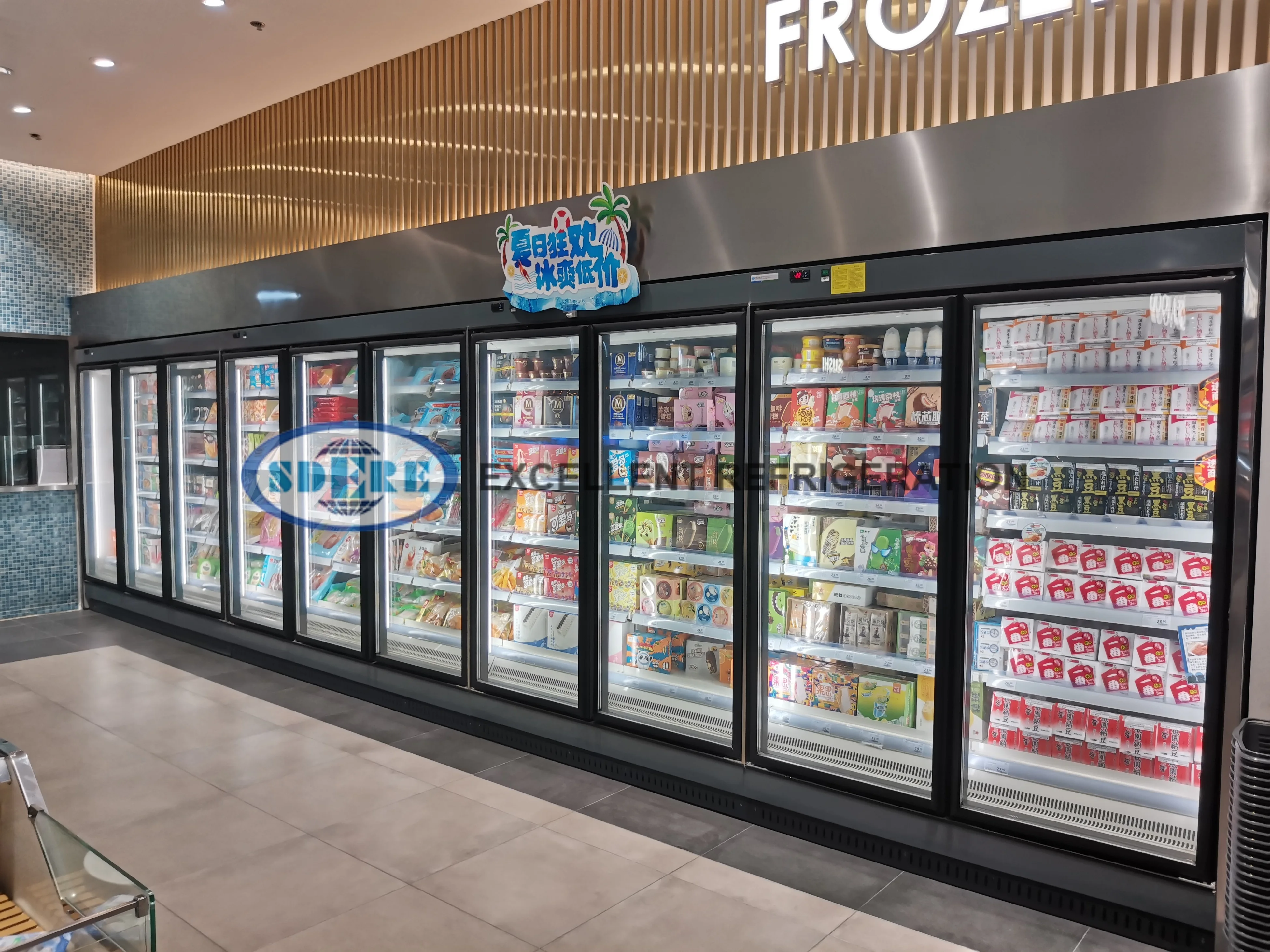 Glass Door Display Refrigerator Commercial Beverage Refrigeration Equipment Deep Display Fridge Freezer