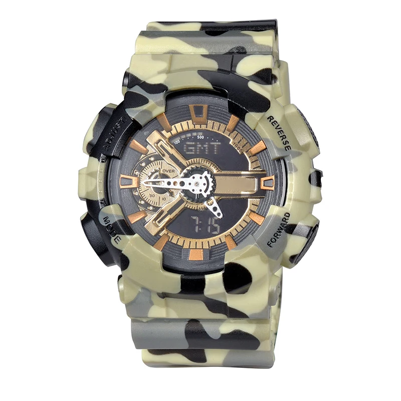 Factory waterproof wholesale good quality analog and digital wrist watch plastic army watch sport men