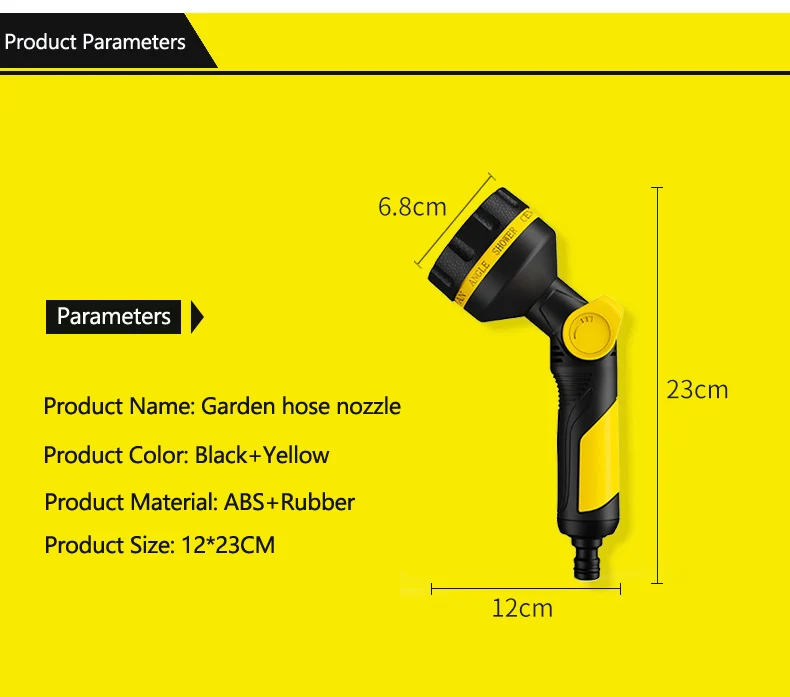 BYCO High Pressure 10 Ways Adjustable Patterns Water Garden Hose Nozzle Sprayer Gun