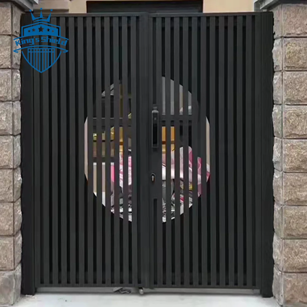 Simple antique designs decorative wrought aluminum main automation system Ground Wheel Opener Single Motor swing gate