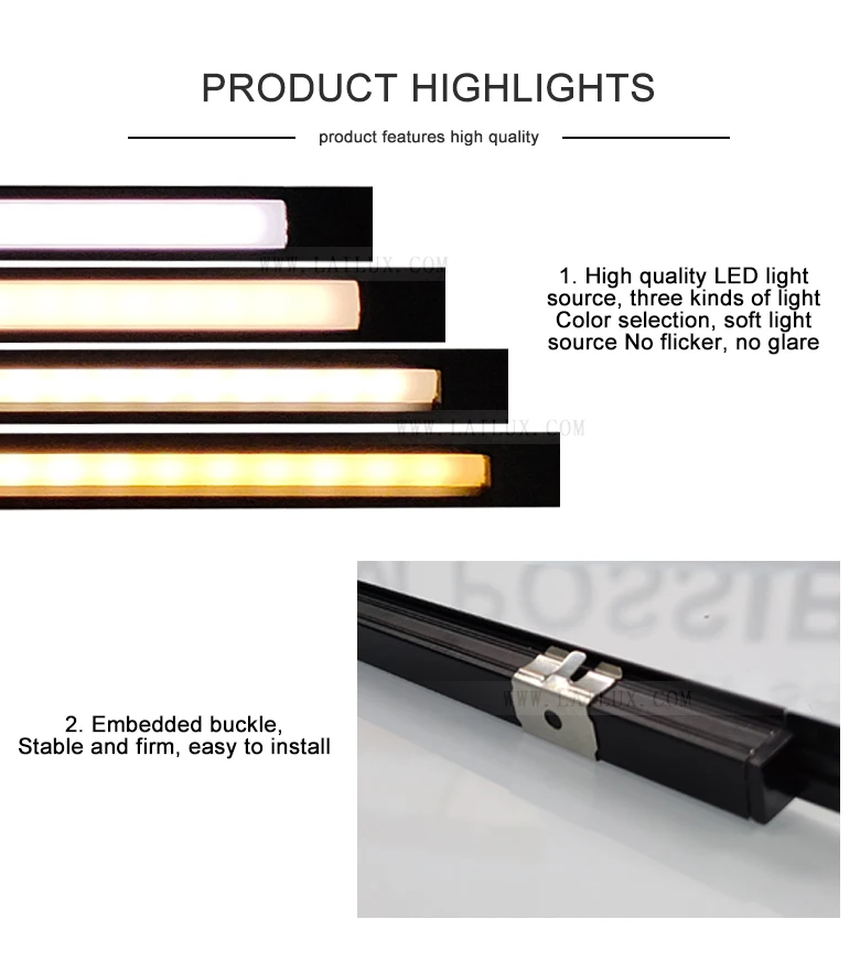 AC110V 220V Removable Aluminum Shelf Led Linear Light Bookshelf Furnitures lighting Recessed Led Wardrobe Cabinet under light