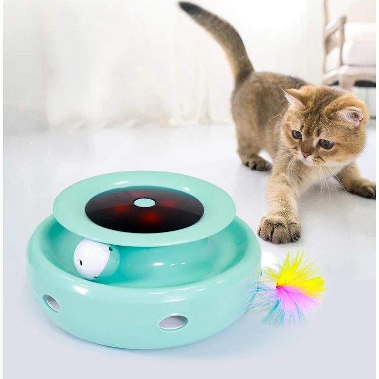 Interactive Smart Cat Toys Cat Automatic Smart Rotating LED Light Teasing Feather Cat Toy