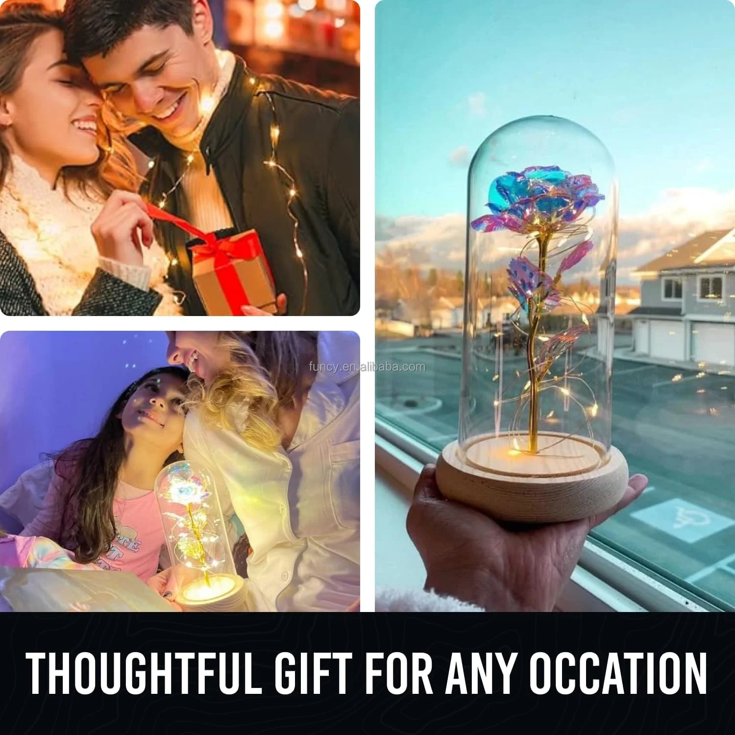 Wholesale Gift Box Customized Logo Eternal Artificial Roses Galaxies Light Up Led Enchanted Galaxy Rose