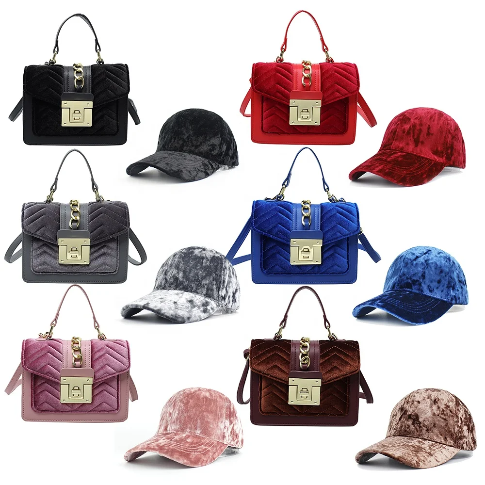 Fashion Velvet Hand Bags Women Handbags Ladies Luxury Shoulder Bags Designer Hats Purses and Handbags Set for Women
