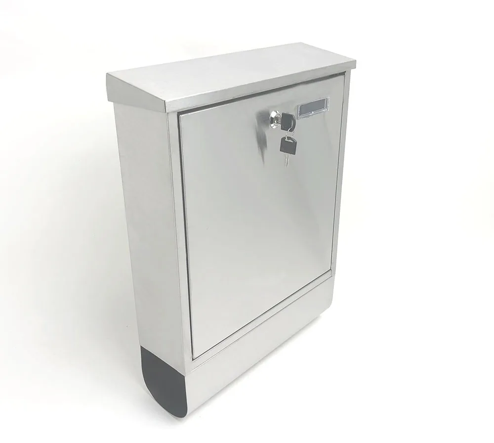 Satin Newspaper Flip Mailbox Stainless Steel With Keys Sheet Metal Household Wall Mounted Post Letter Box Postal Mailing Cabinet