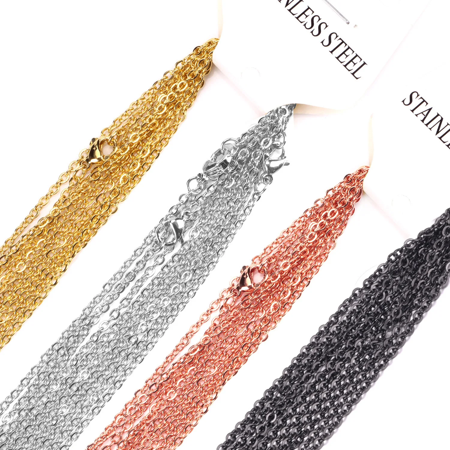Cheap Price Stainless steel O shaped necklace chain Width 1.0 Silver gold Rose gold Black chain necklace for Jewelry making