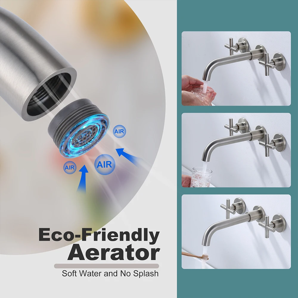 Bathroom Faucet With Rough-in Valve Widespread 3 Holes Wall Mount Bathroom Mixer Tap Conceal Basin Faucet