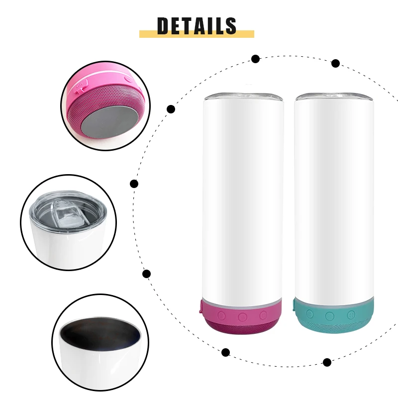 USA Hot Sale 20 oz Smart Water Bottles Wireless Music Player Speaker Tumbler Sublimation Blanks With Speaker