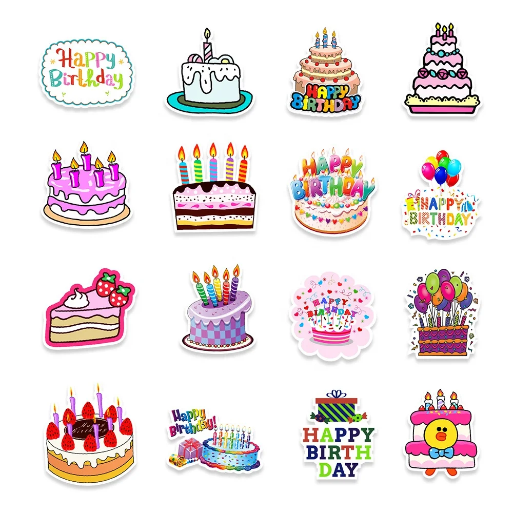 Happy Birthday Stickers for Kids Vinyl Waterproof Cute Birthday Party Stickers for Decoration Scrapbook Coffee Journals