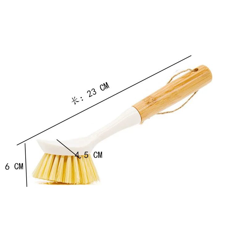 Dish Brushes with Bamboo Handle and Built-In Scraper for Pans Pots Kitchen Sink Cleaning