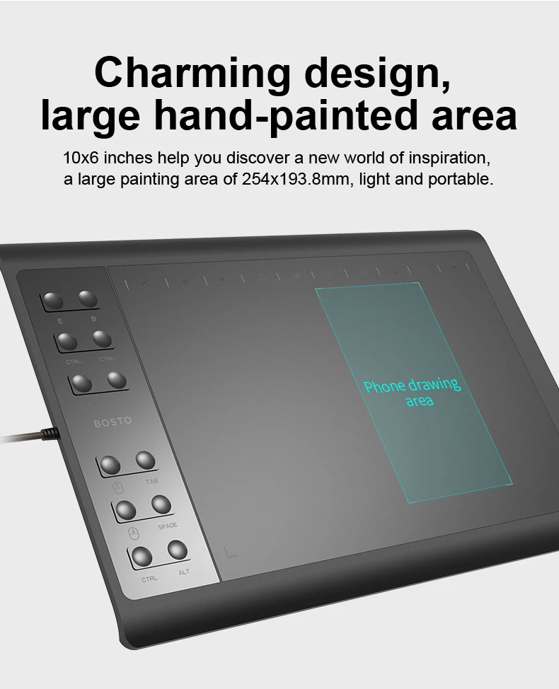 10 Inch Digital Animation 8192 Level Kids Express Keys Wireless Battery Free Stylus Pen Graphics Drawing Tablet