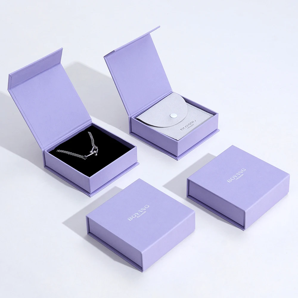 Boyang Custom Made Book Style Magnetic Closure Jewelry Set Box Packaging