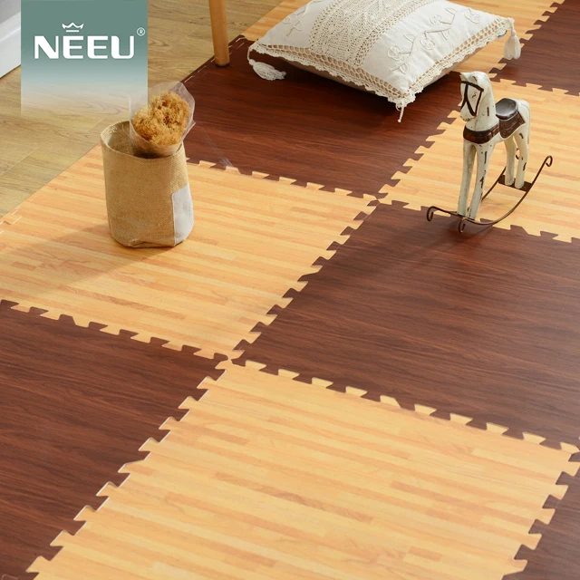 Wood Grain Floor Mat Playmat non toxic Interlocking EVA Foam print mat