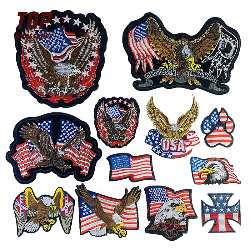 Hot Sale Large Size American Eagle Flag Ironing Embroidery Patches