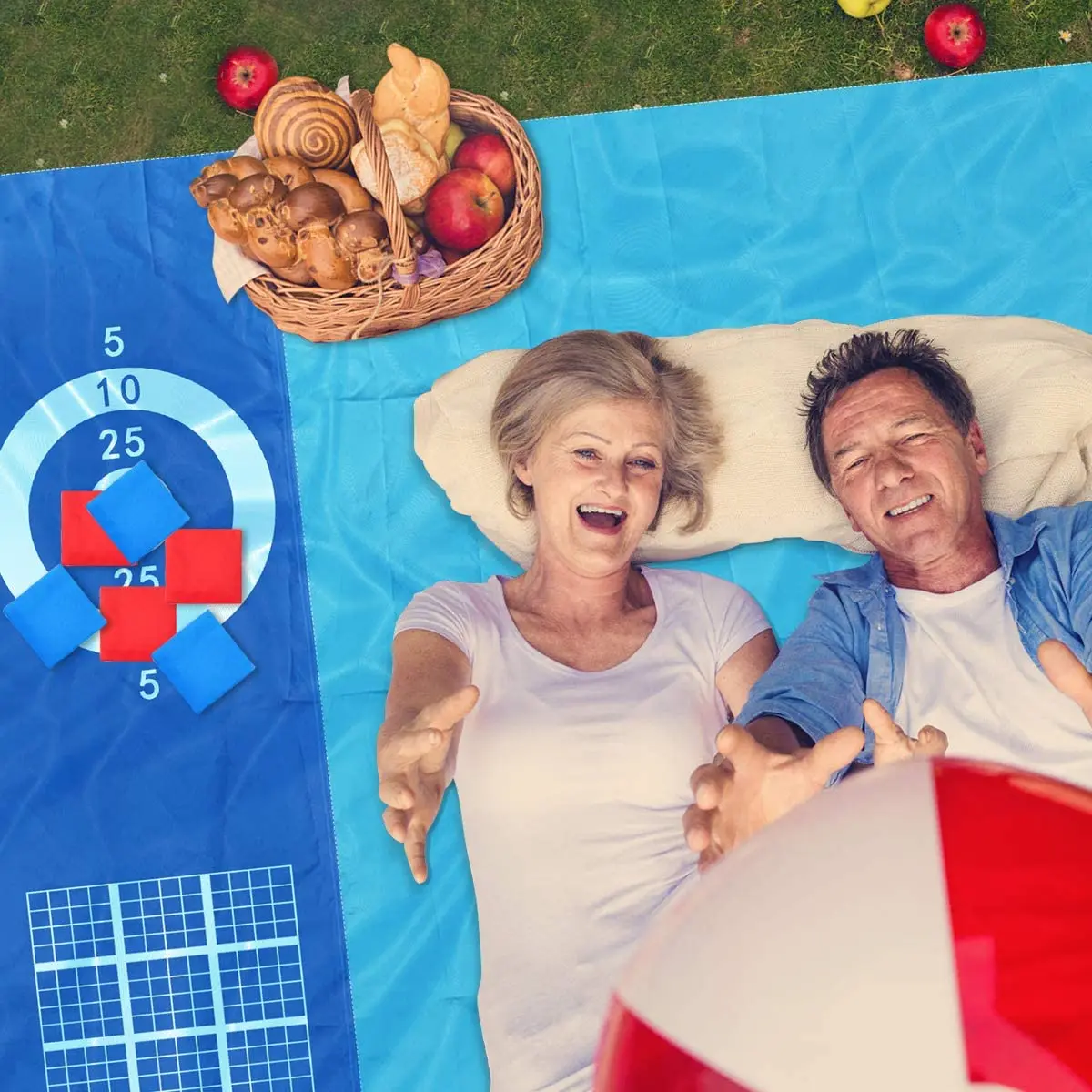 Waterproof Game Beach Mat, for 3-7 Adults Lightweight Portable Pocket Blankets Outdoor Picnic Mat