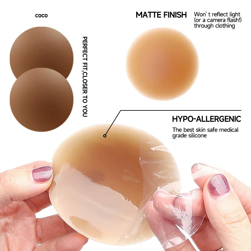 BREAK FREE FROM BRAS! Matte Finish Silicon Nipple Cover Invisible Pasties Nipple Cover silicone nipple cover for Women